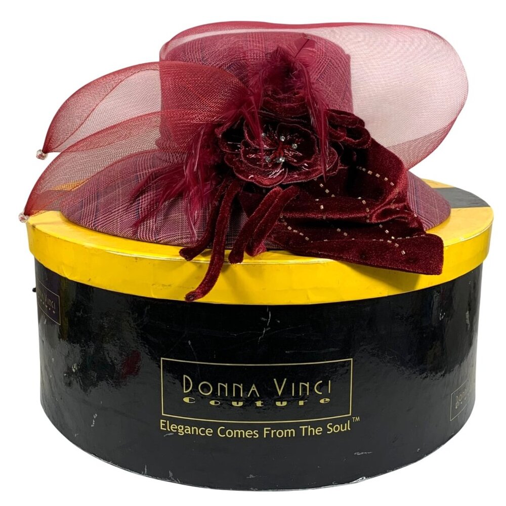 Donna Vinci Plaid Organza Embellished Kentucky Derby Wedding Church Hat VTG